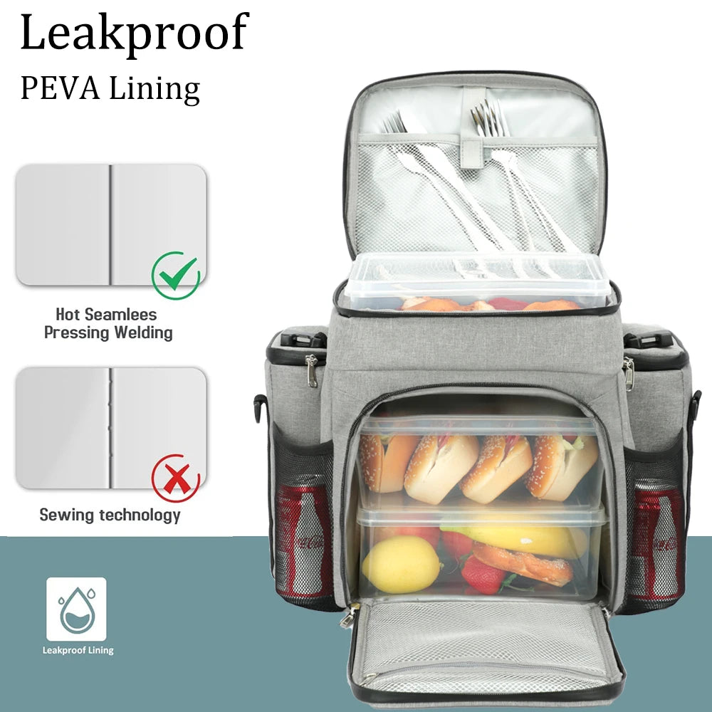 27L Portable Shoulder Cooler Bag Multilayer Fitness Thermal Bag for Food Picnic Lunch Insulated Cooler Bag Customized